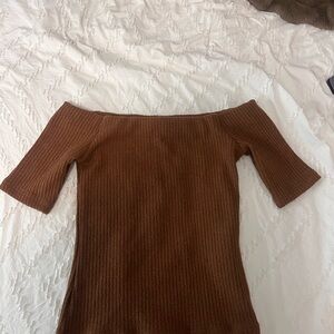 Brown Off-Shoulder Sweater shirt